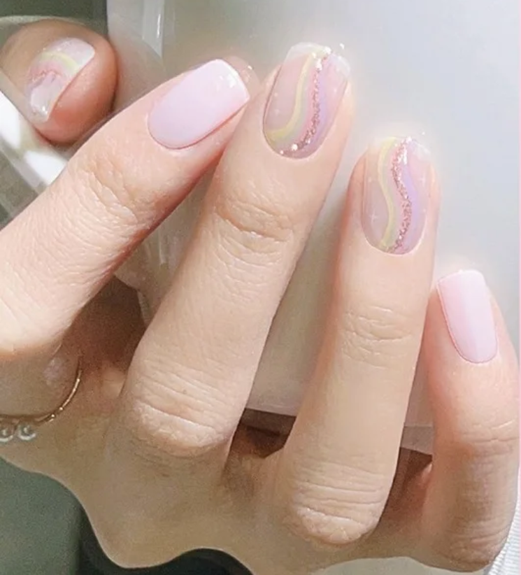 Ondas Rosa Pastel | Stickers de Gel