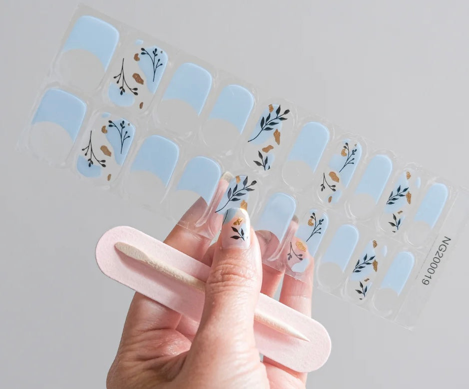 Baby Blue Floral | Stickers de Gel