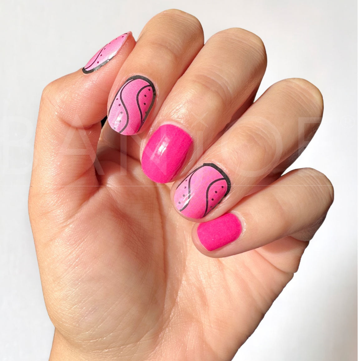 Ondas black &amp; Pink | Stickers de Esmalte