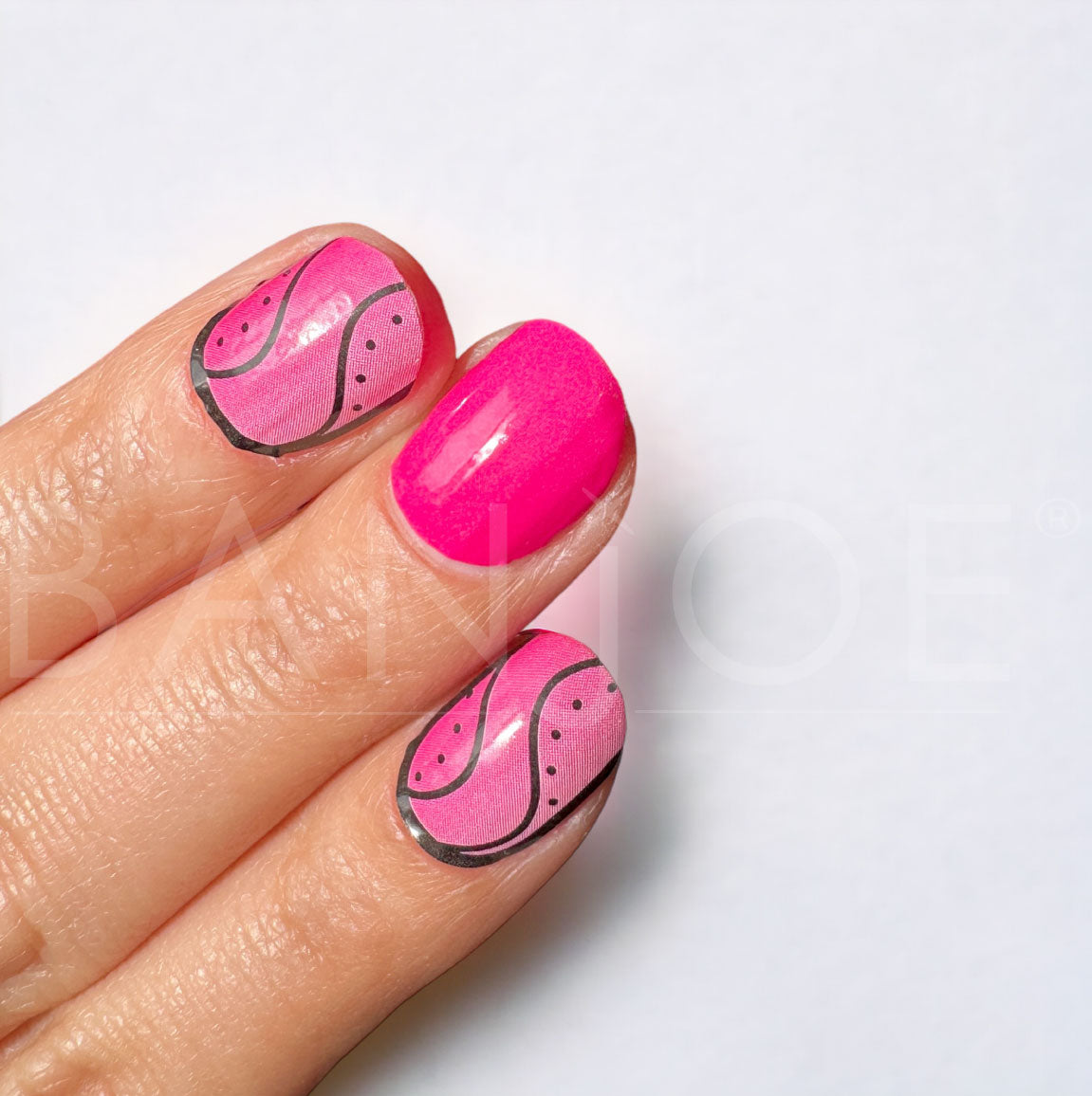 Ondas black & Pink | Stickers de Esmalte