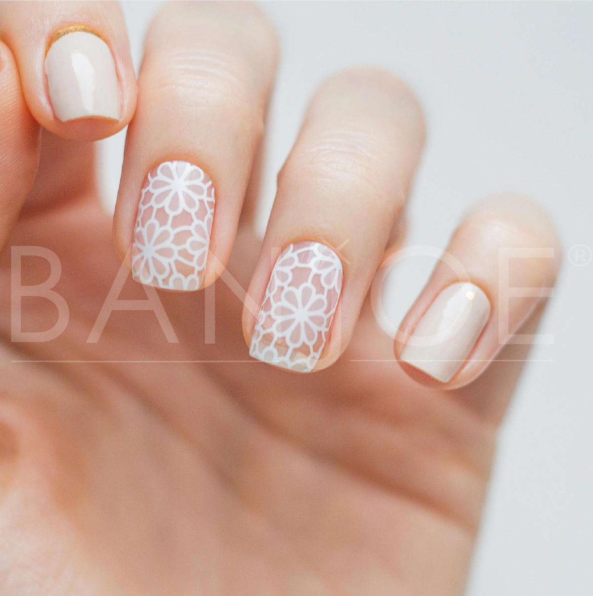 Beige Floreado | Stickers de Esmalte