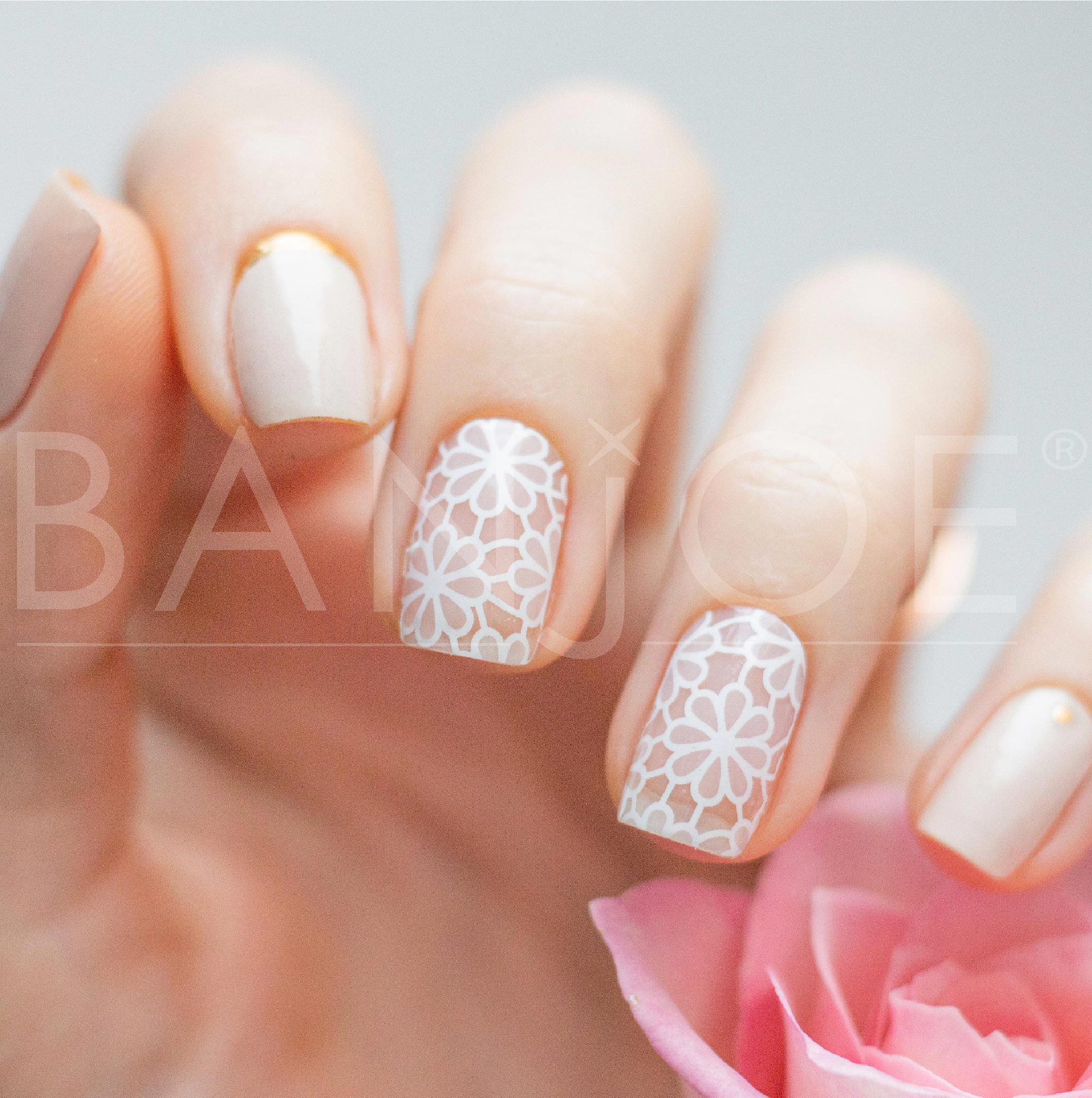 Beige Floreado | Stickers de Esmalte