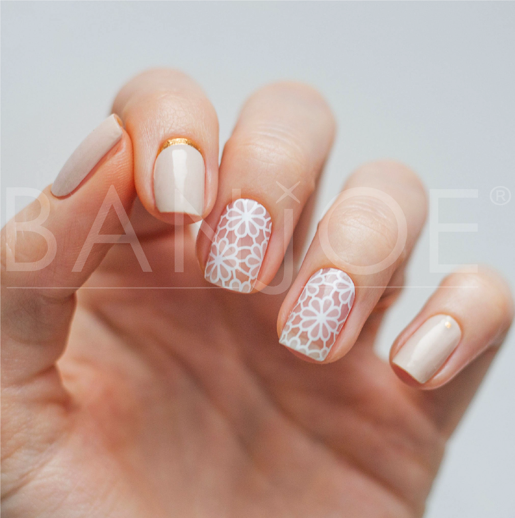 Beige Floreado | Stickers de Esmalte