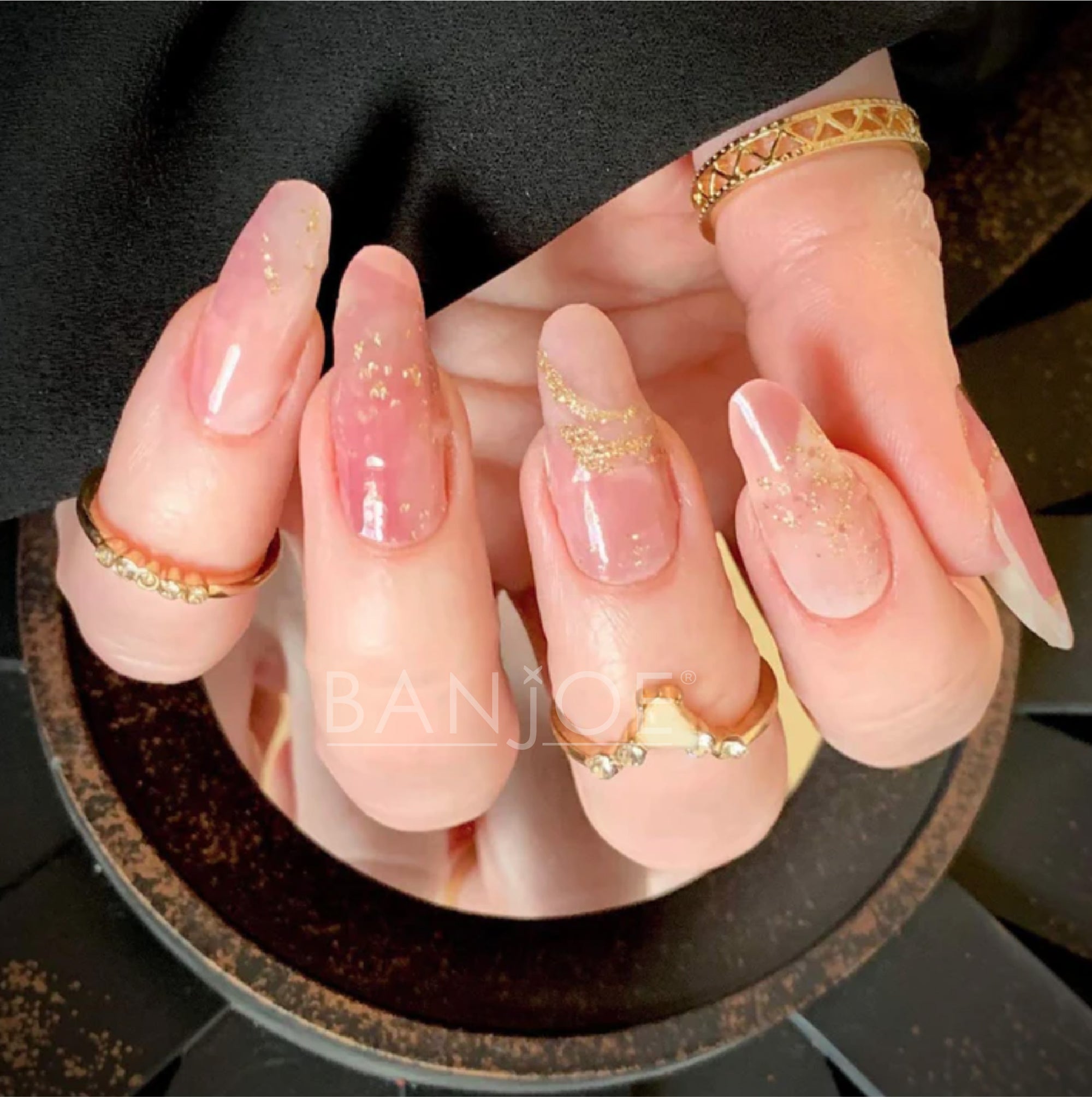 Rosa Marmoleado Traslucido | Stickers de Esmalte